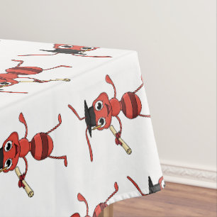 Niedlicher Happy Red Ameise Cartoon Tischdecke