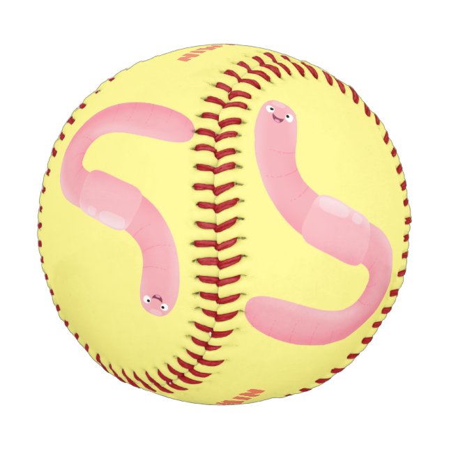 Niedlicher Happy-Rosa-Cartoon Baseball (Schrägansicht)