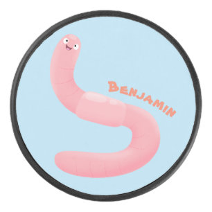 Niedlicher Happy-Rosa-Cartoon Eishockey Puck