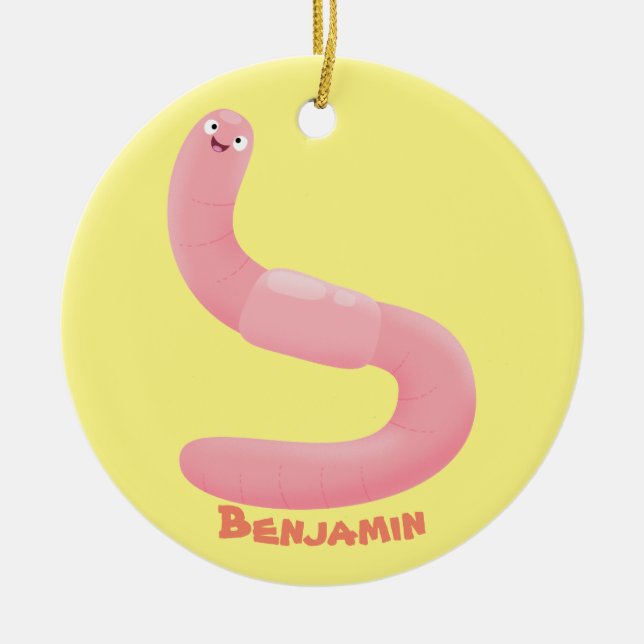 Niedlicher Happy-Rosa-Cartoon Keramik Ornament (Vorne)