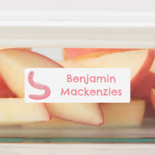 Niedlicher Happy-Rosa-Regenwurm Cartoon personalis Etiketten