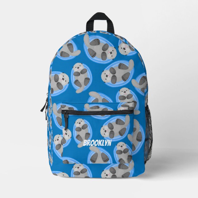 Niedlicher Happy-Sea-Otter-Cartoon Bedruckter Rucksack (Vorderseite)