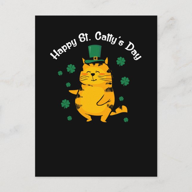 Niedlicher Happy St. Catty Day für St. Patty Postkarte (Vorderseite)