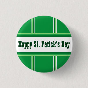 Niedlicher Happy St Patricks Day gestreift grün un Button