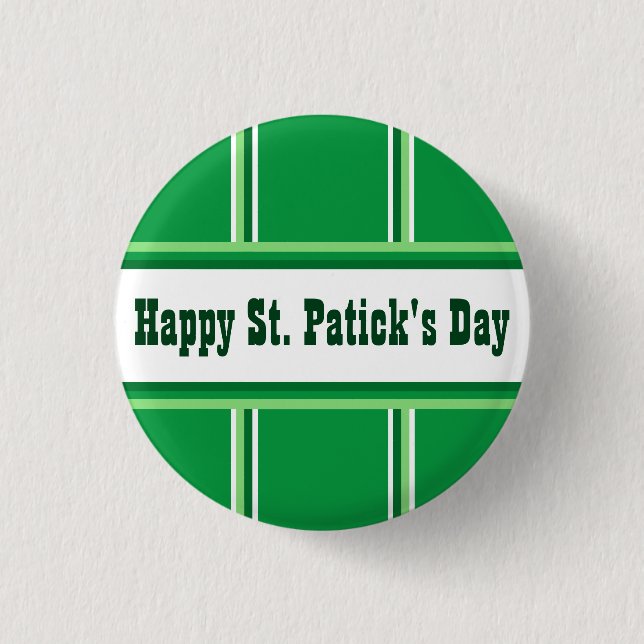 Niedlicher Happy St Patricks Day gestreift grün un Button (Vorderseite)
