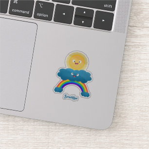 Niedlicher Happy Sun Cloud Regenbogen Cartoon Aufkleber