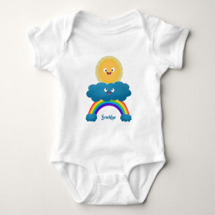 Niedlicher Happy Sun Cloud Regenbogen Cartoon Baby Strampler