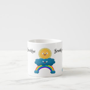 Niedlicher Happy Sun Cloud Regenbogen Cartoon Espressotasse