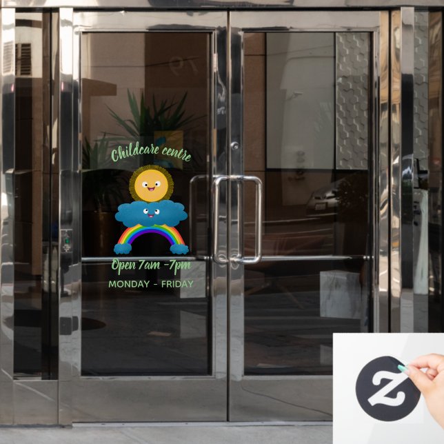 Niedlicher Happy Sun Cloud Regenbogen Cartoon Fensteraufkleber (Büro Tür)