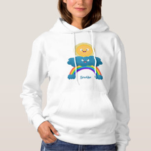 Niedlicher Happy Sun Cloud Regenbogen Cartoon Hoodie