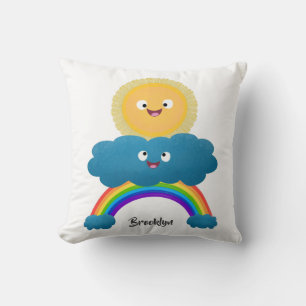 Niedlicher Happy Sun Cloud Regenbogen Cartoon Kissen
