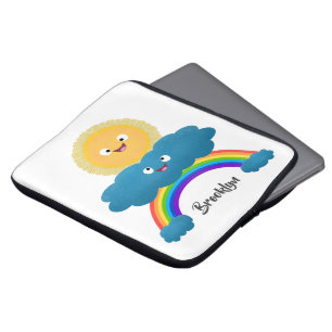 Niedlicher Happy Sun Cloud Regenbogen Cartoon Laptopschutzhülle