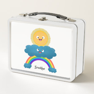 Niedlicher Happy Sun Cloud Regenbogen Cartoon Metall Brotdose