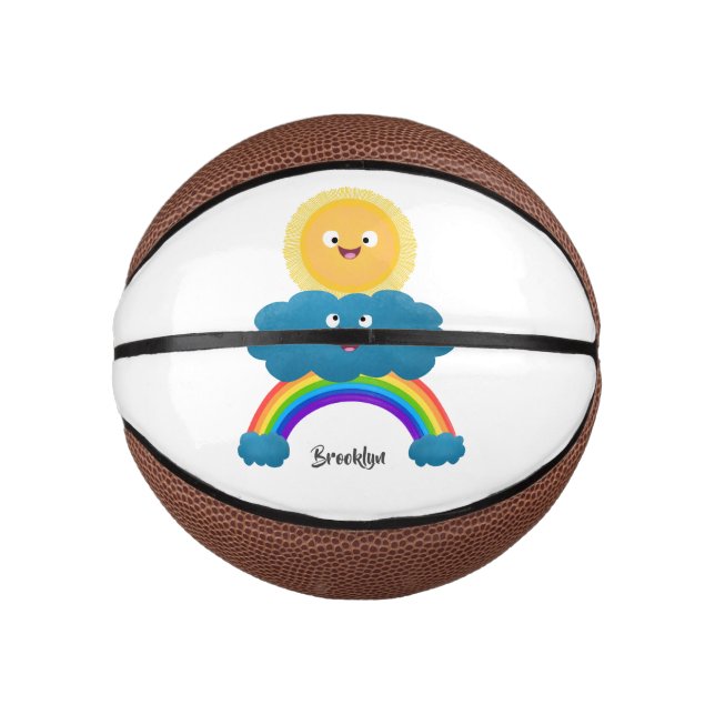 Niedlicher Happy Sun Cloud Regenbogen Cartoon Mini Basketball (Vorderseite)