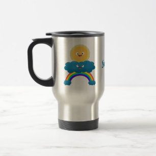 Niedlicher Happy Sun Cloud Regenbogen Cartoon Reisebecher