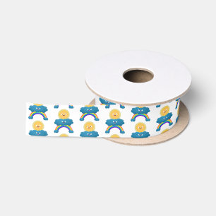 Niedlicher Happy Sun Cloud Regenbogen Cartoon Satinband