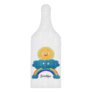 Niedlicher Happy Sun Cloud Regenbogen Cartoon Schneidebrett
