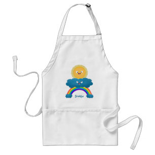 Niedlicher Happy Sun Cloud Regenbogen Cartoon Schürze