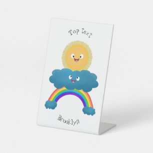 Niedlicher Happy Sun Cloud Regenbogen Cartoon Sockelschild
