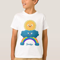 Niedlicher Happy Sun Cloud Regenbogen Cartoon