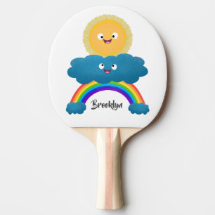 Niedlicher Happy Sun Cloud Regenbogen Cartoon Tischtennis Schläger