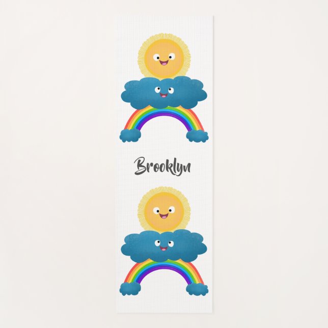 Niedlicher Happy Sun Cloud Regenbogen Cartoon Yogamatte (Vorderseite)