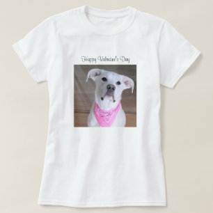 Niedlicher Happy White Welpe Hund mit rosa Scarf H T-Shirt