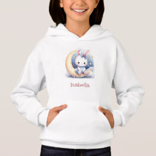 niedlicher Hase auf dem Mond Hoodie