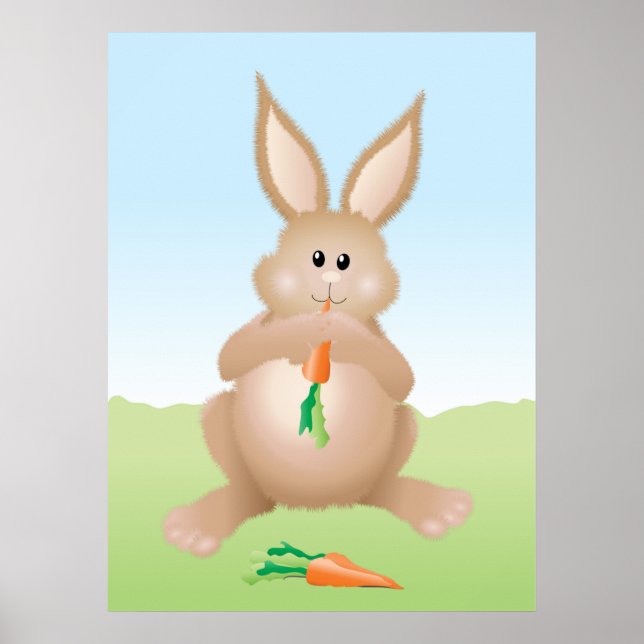 Niedlicher Hase isst Karotte Poster (Vorne)
