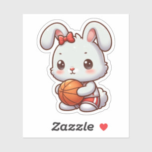 niedlicher Hase, Kaninchen, Basketball Aufkleber
