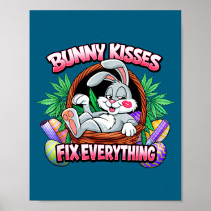 Niedlicher Hase Küsse reparieren alles lustiger Ka Poster