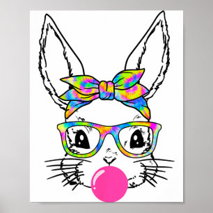 Niedlicher Hase mit Bandana Tie Dye Brille Bubbleg Poster