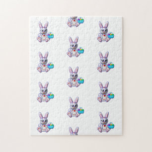 Niedlicher Hase mit einem Korb