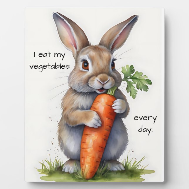 Niedlicher Hase mit Karotte, Aquarell Fotoplatte (Vorderseite)