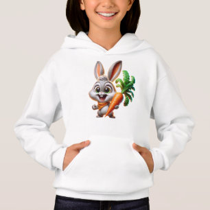 Niedlicher Hase mit Karotte Glückliche Kunst Hoodie