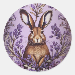Niedlicher Hase mit Lavendel, inspiriert von Willi Runder Aufkleber
