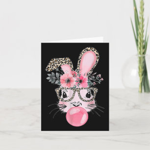 Niedlicher Hase mit Leopard Gles Bubblegum Osterta Karte