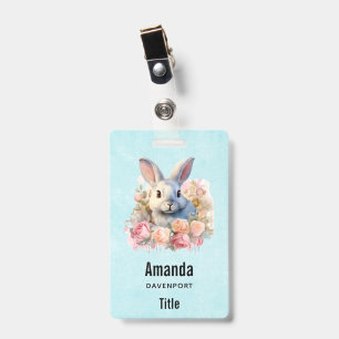 Niedlicher Hase mit Rosenkranz Ausweis