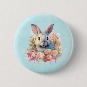 Niedlicher Hase mit Rosenkranz Button