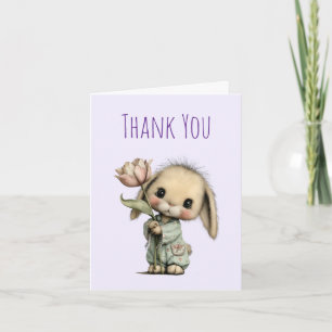 Niedlicher Hase mit Tulpe Dankeskarte