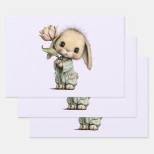 Niedlicher Hase mit Tulpe Geschenkpapier Set