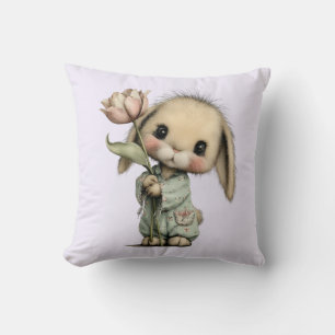 Niedlicher Hase mit Tulpe Kissen