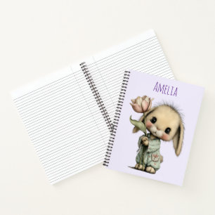 Niedlicher Hase mit Tulpe Notizbuch