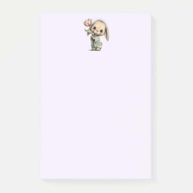 Niedlicher Hase mit Tulpe Post-it Klebezettel (Vorderseite)