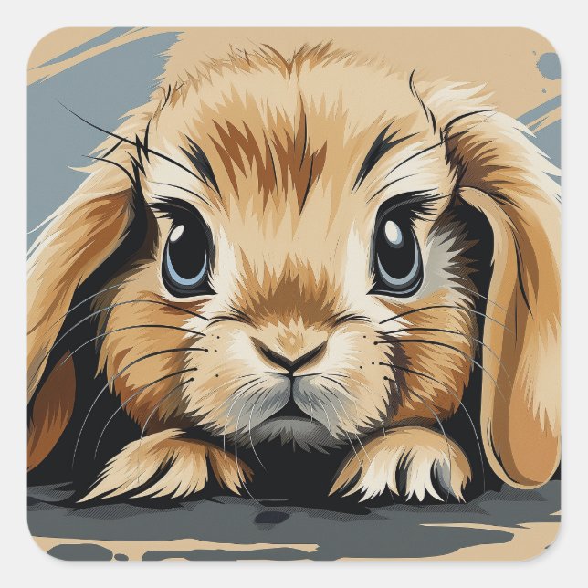 Niedlicher Hase Quadratischer Aufkleber (Vorderseite)