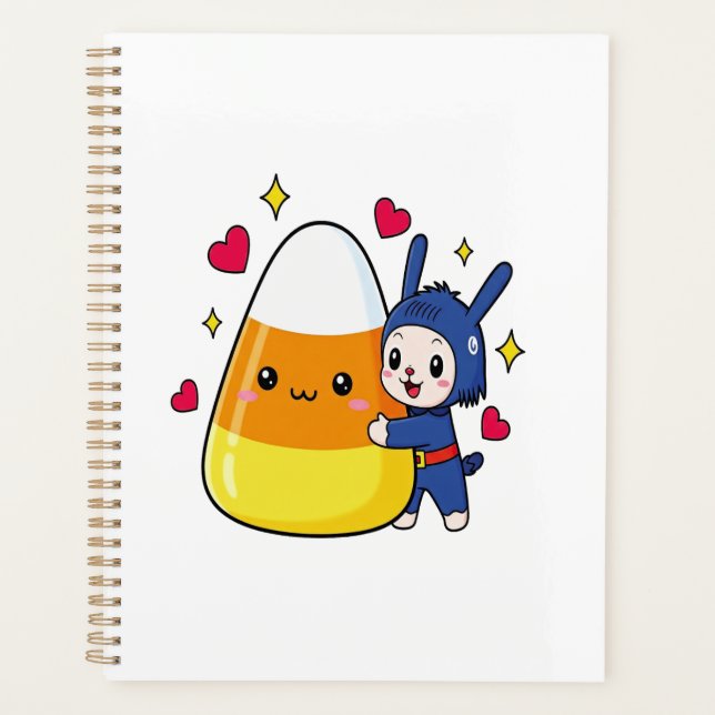 Niedlicher Hase umarmt Candy Corn Planer (Vorderseite)