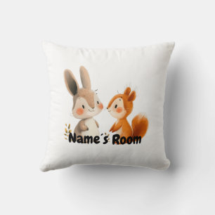 Niedlicher Hase und Eichhörnchen Freunde Kinderzim Kissen