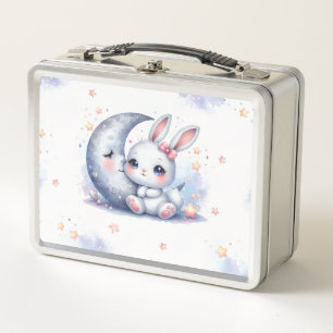 niedlicher Hase und Mond Metall Brotdose