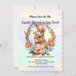 Niedlicher Hasen auf der Jagd auf Ei Happy Osterta Einladung