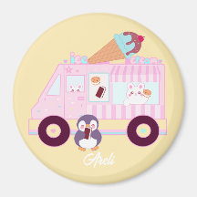 Niedlicher Hasen-Eis-Lkw, blau und rosa
